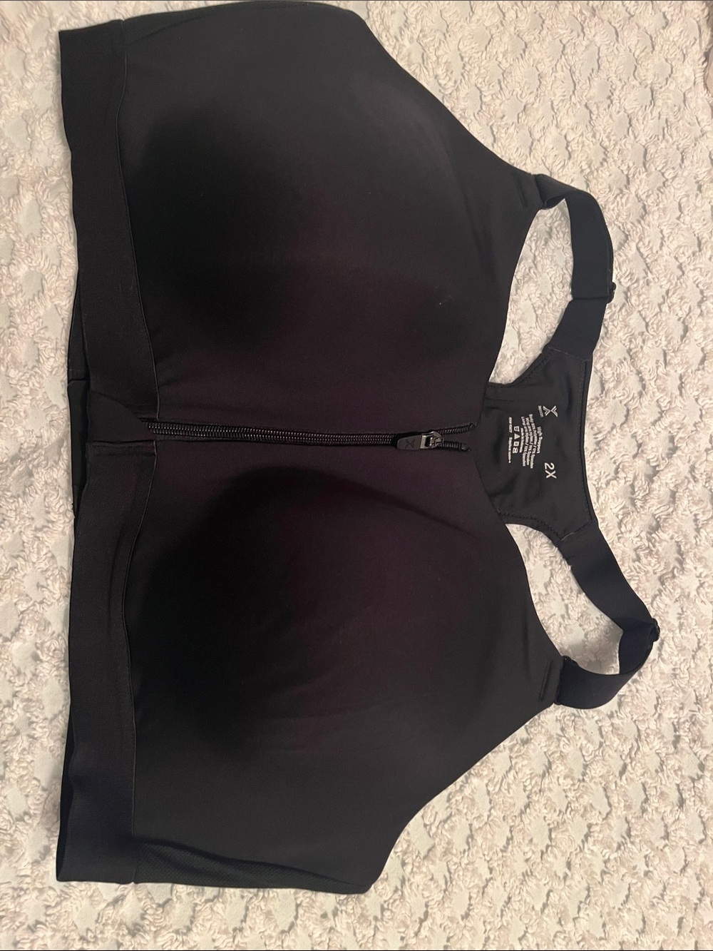 Xersion Black Front-Zip Sports Bra